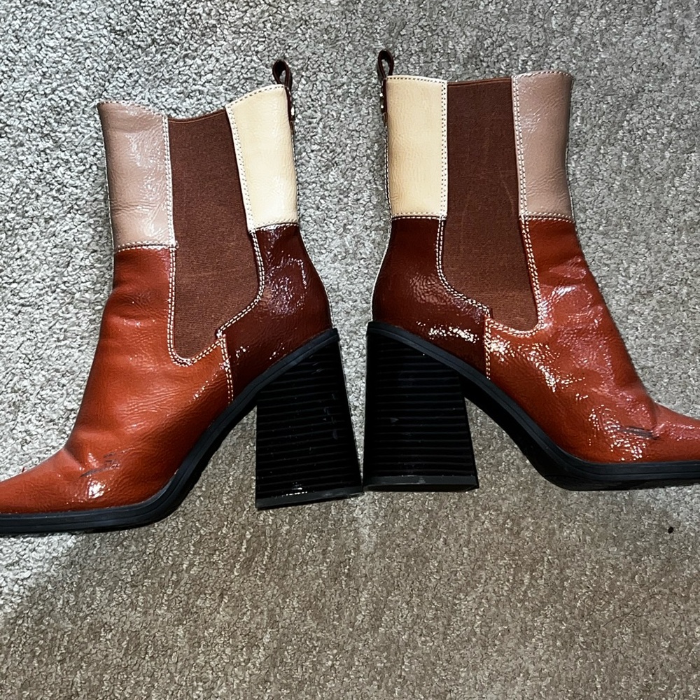 Brown Patchwork Boots - image 2